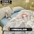 [Llevá 2 Pagá 1] Ropa de Cama Completa Estampada en Algodón y Poliéster +2 Fundas para Almohada
