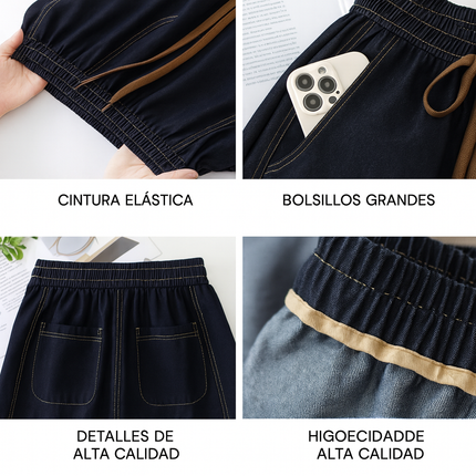 [Llevá 3 Pagá 2] Jean Femenino Aline Wide Leg con Cintura Elástica y Caída Moderna (¡Look moderno y casual!)