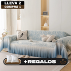 [Llevá 2 Pagá 1] Funda para Sofá Vera de Algodón y Viscosa con Estampa Elegante y Faldones Laterales +REGALO: 2 Almohadas