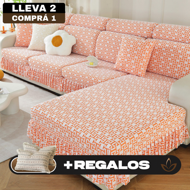 [Llevá 2 Pagá 1] Funda para Sofá Milano en Poliéster y Elastano (¡Estilo, Protección y Confort Instantáneo!) +2 Fundas de Almohadón de Regalo