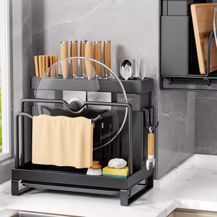 [Llevá 2 Pagá 1] Escurridor Inteligente Multifuncional en Acero Inoxidable con Gran Capacidad y Diseño Moderno + REGALO: Kit de Utensilios