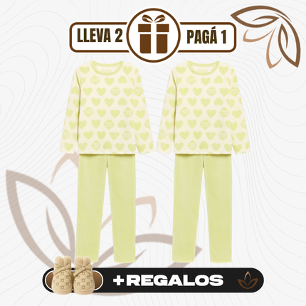 [Llevá 1 y Recibí 2] Pijama Femenino de Algodón y Poliéster (¡Comodidad para tus Noches de Sueño!) +REGALOS: Pantuflas