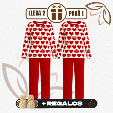 [Llevá 1 y Recibí 2] Pijama Femenino de Algodón y Poliéster (¡Comodidad para tus Noches de Sueño!) +REGALOS: Pantuflas