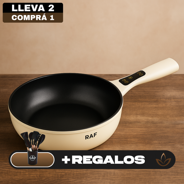 [Llevá 2 Pagá 1] Sartén Eléctrica Multifuncional Antiadherente con Calentamiento Rápido y Regulación de Temperatura +REGALO: Kit de Utensilios