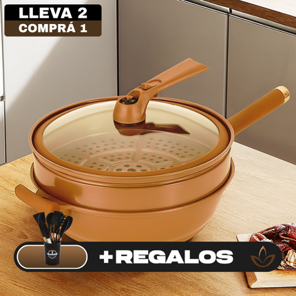 [Llevá 2 Pagá 1] Frigideira Multifuncional en Cerámica y a Prueba de Explosiones +REGALO: Kit de Utensilios