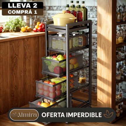 [Llevá 2 Pagá 1] Frutera y Organizador SmartRack con Rueditas (Almacenamiento Inteligente y Diseño Sofisticado!)