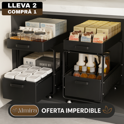 [Llevá 2 Pagá 1] Porta Condimentos Completo en Acero Inoxidable con Cajones Articulados