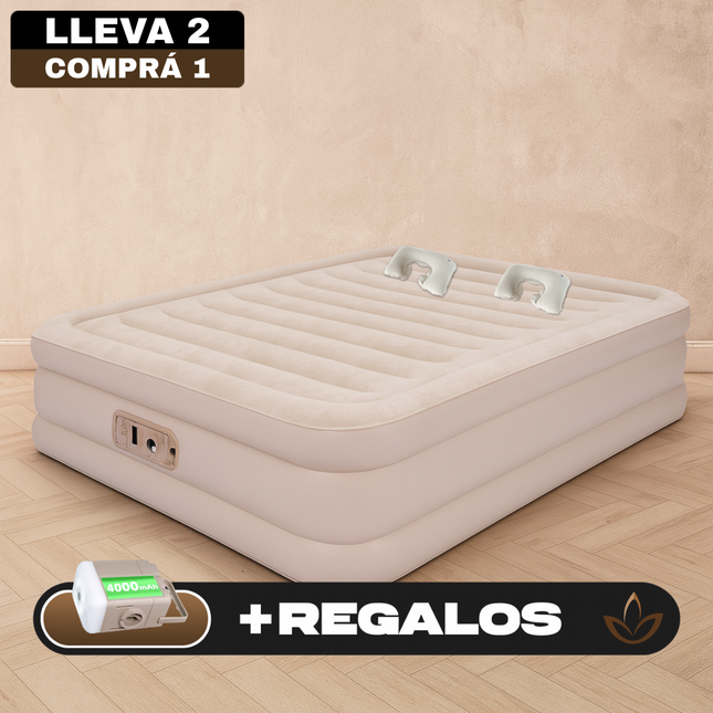 [Llevá 2 Pagá 1] Colchón Inflable King Portátil con Revestimiento Triple Antidesgarro +REGALO: Bomba de Aire Eléctrica